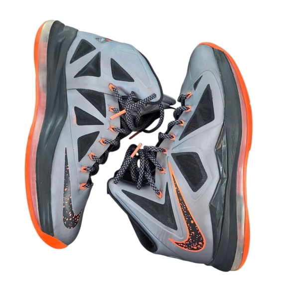 Nike LeBron X Lava 2012 541100-002 Basketball Shoes Grey/Orange Mens Size 10.5 - Picture 5 of 12